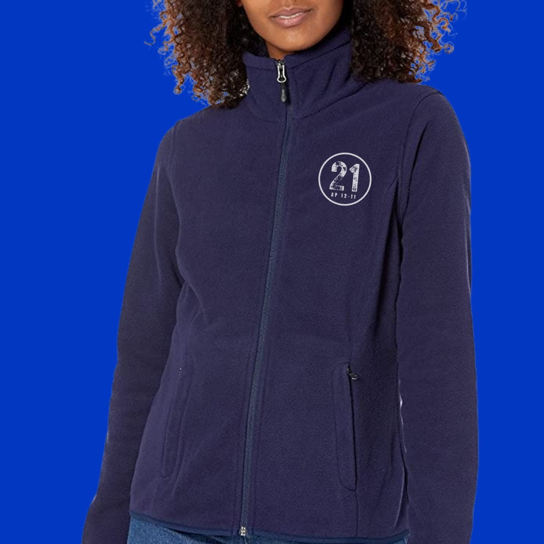 Pull zippé bleu « cible »